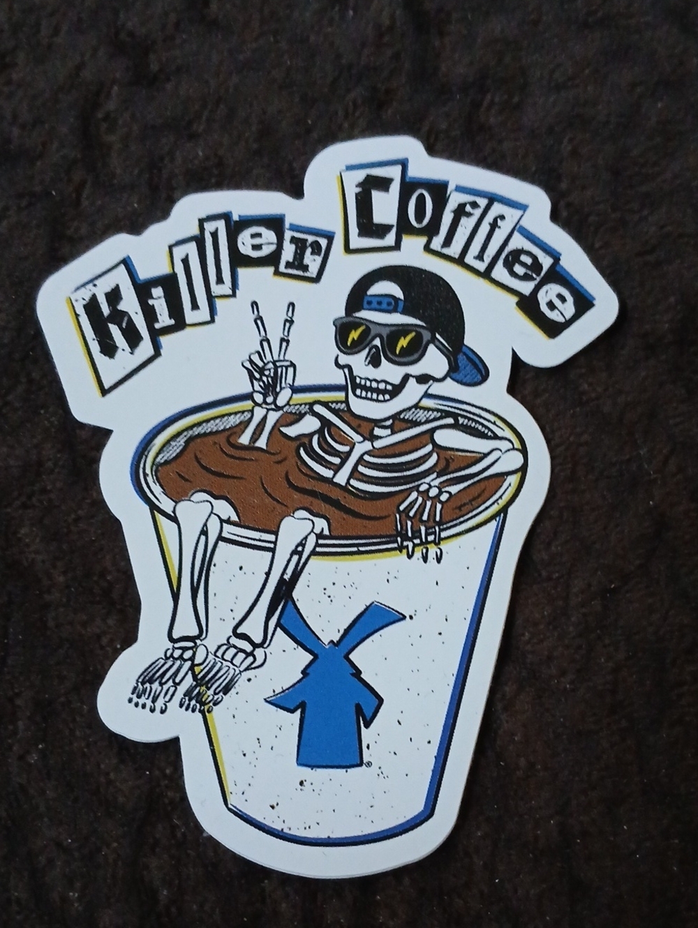Dutch Bros Killer Coffee Skeleton Windmill Sticker Vinyl Decal White Blue 2/2026